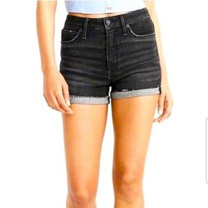 ABERCROMBIE & FITCH Midi Jean Shorts Cut Off Washed Black Cotton Blend Sz 6 W28